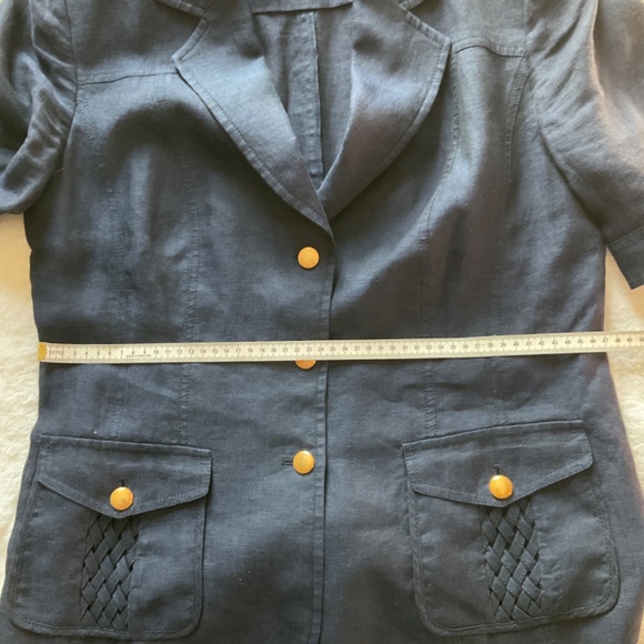 Luisa Spagnoli short sleeve linen top, blue, medium - Picture 11 of 11